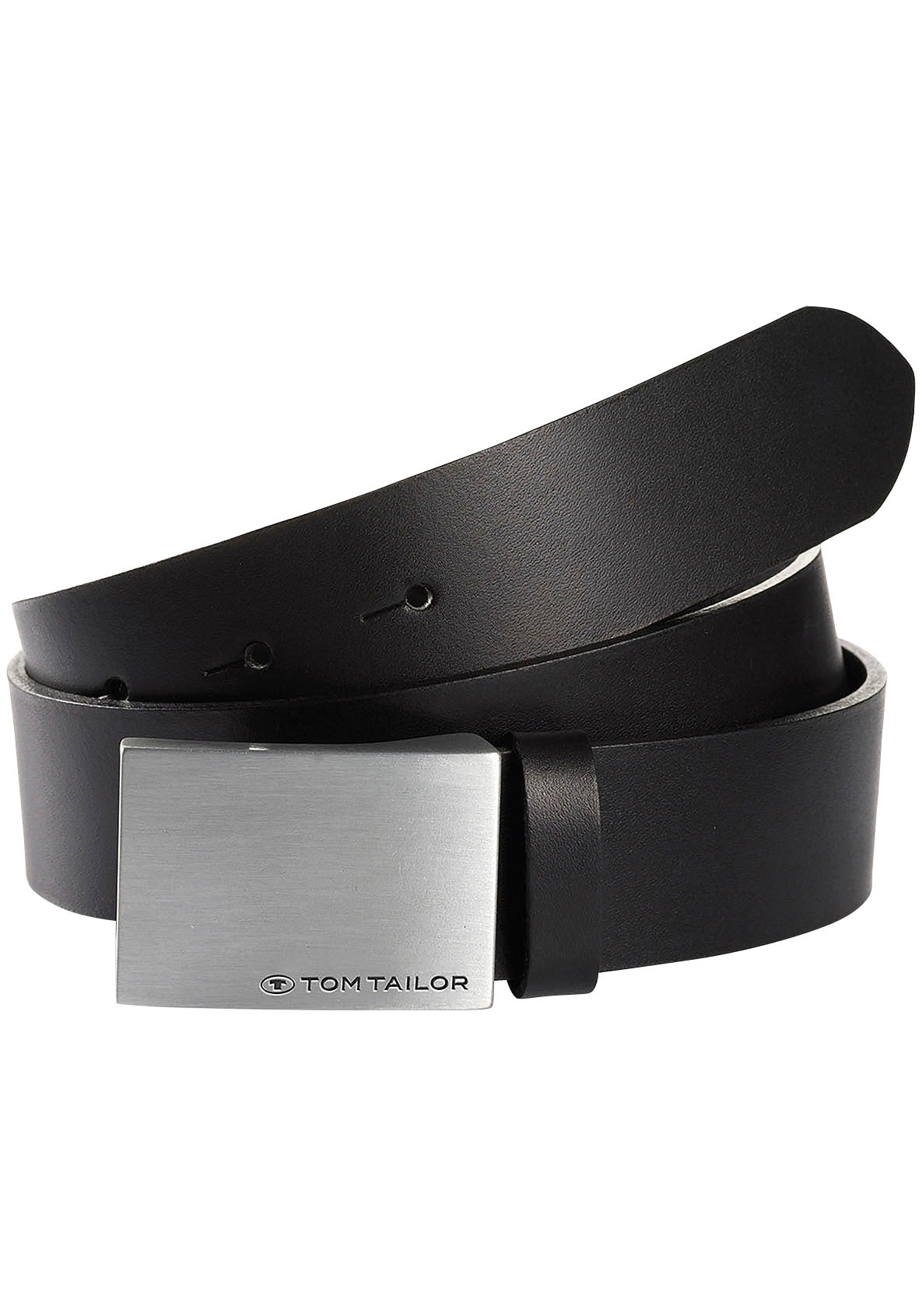 Koppelgürtel TOM TAILOR "TTLUIGI", Damen, Gr. 70, schwarz, Rindsleder, unifarben, Casual,Modisch, Gürtel, 4 cm breiter Kinder Gürtel, Jungs, Koppelschließe Image