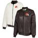 Women's G-III 4Her by Carl Banks Oatmeal/Brown Cleveland Browns Switchback Reversible Full-Zip Jacket