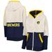 Women's G-III 4Her by Carl Banks Oatmeal/Navy Milwaukee Brewers Shuffle It Raglan Full-Zip Hoodie