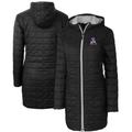 Women's Cutter & Buck Black New England Patriots Throwback Logo Rainier Primaloft Eco Full-Zip Hoodie Long Coat