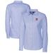 Women's Cutter & Buck Powder Blue Denver Broncos Throwback Logo Stretch Oxford Stripe Long Sleeve Button-Up Shirt
