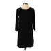 H&M Casual Dress - Shift Crew Neck 3/4 sleeves: Black Solid Dresses - Women's Size 4