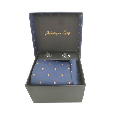 Tie And Cufflinks Blue With Gold Star