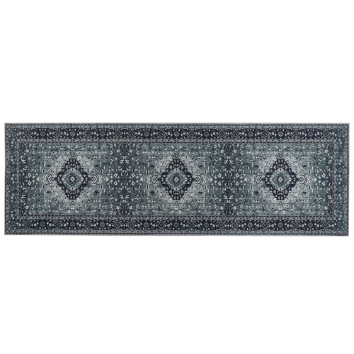 Teppich Läufer Grau Stoff 80x240 cm Rechteckig mit Blumenmuster Orientalisch Rutschfest Vintage Orientteppich Vorleger Flur Küche Schlafzimmer