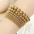 Bracelet en acier inoxydable plaqué or 18 carats bijoux fantaisie boule métallique étanche haute