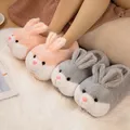 Pantoufles de lapin moelleux de dessin animé pour femmes toboggans d'animaux mignons chaussures