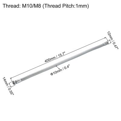 Microphone Gooseneck, M10/M8 Thread Metal Universal Hose Flexible Arm