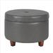Leatherette Upholstered Wooden Ottoman with Single Button Tufted Lift Top Storage