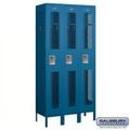 Salsbury Industries Vented Metal Locker - Single Tier - 3 Wide - Blue - Assembled