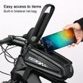 Waterproof Bike Phone Mount Front Frame Bag with TPU Touch Screen Design Large Capacity Bike Phone Holder Bag with Headphone Jack Design