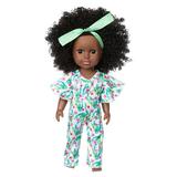 Reborn Baby Doll American Girl Doll 14in Black Simulation Doll Toys in Floral Dress for Kids Toys for Girls 3-6 Years