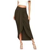 HSMQHJWE White Tennis Skirt Women Spray Skirt Wrap Women S Draped Skirt High Waist Slit Maxi Solid Elastic Asymmetrical Casual Skirt High Waist Plaid Skirts For Women