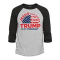 Shop4Ever Men s Jesus is My Savior Trump is My President Raglan Baseball Shirt Large Heather Grey/Black