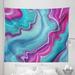 Marble Print Tapestry Abstract Color Formation Wavy Aqua Pink Lines Agate Slab Mineral Geographic Fabric Wall Hanging Decor for Bedroom Living Room Dorm 5 Sizes Aqua Pink by Ambesonne
