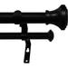 eTeckram 1 Double Curtain Rod with Trumpet Finials - 28 to 48 Black
