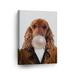 Smile Art Design Portrait of English Cocker Dog Wearing Coat Chewing Bubble Gum Canvas Wall Art Print Pet Dog Lover Gift Animal Pop Art Office Living Room Bedroom Kids Baby Nursery Room Decor - 28x19