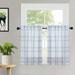 HOMERRY Sheer Cafe Curtains Buffalo Plaid Pattern 27 W x 36 L Farmhouse Window Treatment Sets for Living Room Blue 2 Panels