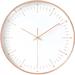 Modern Minimalist Rose Gold on White Silent Wall Clock With Glass Top (Numberless Dial)