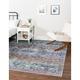 Unique Loom Roma Renaissance Rug Blue Green/Blue 7 10 Square Machine Washable Textured Border Transitional Flatweave Perfect For Dining Room Living Room Bed Room Kids Room