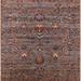 Ahgly Company Indoor Square Mid-Century Modern Red Brown Oriental Area Rugs 7 Square