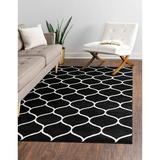Unique Loom Rounded Trellis Frieze Rug Black/Ivory 9 x 12 Rectangle Trellis Traditional Perfect For Living Room Bed Room Dining Room Office