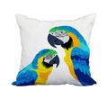 18 x 18 Inch Macaw Close Up Mid Blue Tropical Print Decorative Polyester Throw Pillow with Linen Texture