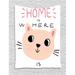 Cat Tapestry Home is Where Kitten is Hand Drawn for Animal Lovers Wall Hanging for Bedroom Living Room Dorm Decor 40W X 60L Inches Pale Peach Pastel Pink Dark Grey White by Ambesonne