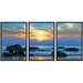 wall26 Framed Canvas Print Wall Art Set Blue & Orange Sunset on Rocky Beach Shore Nature Wilderness Photography Realism Rustic Scenic Colorful Ultra for Living Room Bedroom Office - 16 x24