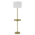 150W 3 Way Crofton Metal Floor Lamp with Centered Metal Tray Table Antique Brass