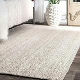 White Rug Handmade Rug Natural Jute Braided Runner Rug Rustic Look Area Rug Carpets for Living Room