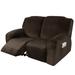 TOPCHANCES Stretch Recliner Slipcover 6 Pieces Loveseat Cover Non-slip 2-Seater Sofa Cover with Pocket Coffee