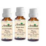 Pack Of 3 Arvedikas Premium Fragrance Oil For Diffuser / Humidifier | Aroma Oil | Diffuser Oil For Home Fragrance | Electric Diffuser Oil-30Ml (French Vanilla | Mystic Rose | French Lavender)
