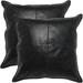 SkinOutfit Genuine Leather Pillow Cover Sofa Cushion Case - Decorative Throw Covers for Living Room & Bedroom Black Set of 2 14x14 inch