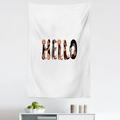 Dachshund Tapestry Dachshund Puppies Spelling the Word Hello Animal Font Design Fabric Wall Hanging Decor for Bedroom Living Room Dorm 5 Sizes Brown Caramel Taupe by Ambesonne