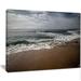 Design Art Soft Waves of Sea on Sandy Beach Photographic Print on Wrapped Canvas
