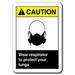 Caution Sign - Wear Respirator To Protect Your Lungs 7 x10 Plastic Safety Sign ansi osha