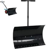 Metal Snow Pusher Shovel With Wheels Seizeen Snow Pusher for Driveway 29 Angled Blade 10 Anti-skid Wheels Tilt