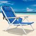 Topcobe Lay Flat High Strength Beach Chair Folding Portable Beach Chair with Adjustable Headrest Blue