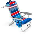 Homevative Folding Backpack Beach Chair with 5 Positions Towel bar Fireworks