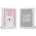 Smile Art Design Cute Rabbit and Motivational Quote Pink and Gray Background 2 PANEL Canvas Wall Art Print SET Kids Room Decor Baby Boy and Girl Room Decor Ready to Hang Made in the USA (12x8)x2