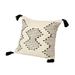 18 x 18 Square Cotton Accent Throw Pillow Abstract Line Art Bohemian Style Tassels Set of 2 White Black