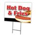 HOT DOGS & FRIES COMBO 18 x24 Yard Sign & Stake hot dog | Advertise Your Business | Stake Included Image On Front Only | Made in The USA