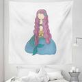 Mermaid Tapestry Mythological Girl with a Shell and Long Pink Hair Sea Character Fabric Wall Hanging Decor for Bedroom Living Room Dorm 5 Sizes Multicolor by Ambesonne