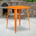 BizChair Commercial Grade 31.5 Square Orange Metal Indoor-Outdoor Bar Height Table