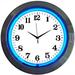 Neonetics Bar and Game Room Neon Alphanumeric Wall Clock with Blue Neon and Chrome Rim 15-Inch