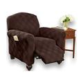 Collections Etc Double Diamond Form Fit Stretch Furniture Slipcover Chocolate Recliner