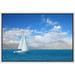 Framed Canvas Prints Wall Art - Beautiful Seascape White Sail Boat on The Blue Calm Sea | Modern Wall Decor/Home Decoration Stretched Gallery Canvas Wrap Giclee Print & Ready to Hang - 24 x3