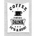 Hug Tapestry Retro Grunge Style Coffee Its not Juts a Drink Its a Hug Words with Cup Stars Wall Hanging for Bedroom Living Room Dorm Decor 60W X 80L Inches Charcoal Grey Pearl by Ambesonne