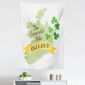 Ireland Map Tapestry The Emerald Isle Cursive Calligraphy with Shamrock Geographic Design Fabric Wall Hanging Decor for Bedroom Living Room Dorm 5 Sizes White and Multicolor by Ambesonne