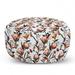 Floral Pouf Cover with Zipper Continuous Spring Flora Butterflies and Blossoms Petals on Plain Backdrop Soft Decorative Fabric Unstuffed Case 30 W X 17.3 L White and Multicolor by Ambesonne